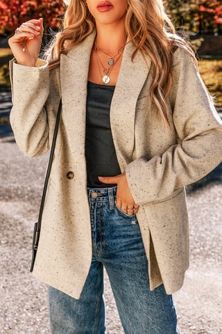 Lange Mouwen Beigekleurige Blazer
