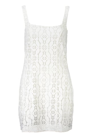 Lace Mini Dress Sleeveless Square Neck