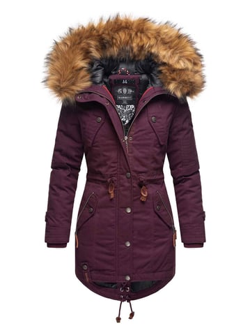 Marikoo women’s winter jacket with detachable faux fur collar & waist drawstring