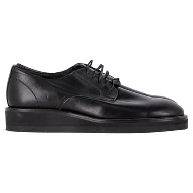 Yohji Yamamoto Lace Up Loafers in Black Leather