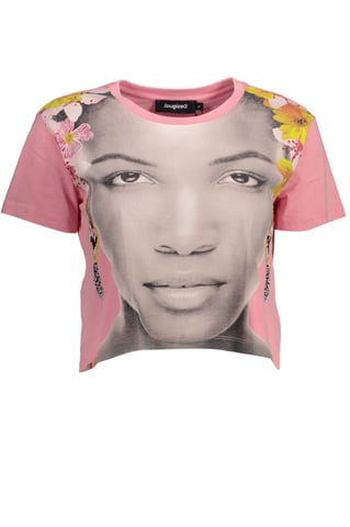 Face Print Crop Tee Short Sleeve Casual Top