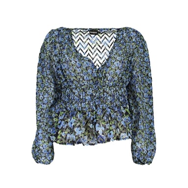 Floral Print Blouse Smocked Waist