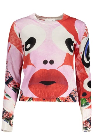 Abstract Face Knit Pullover Sweater