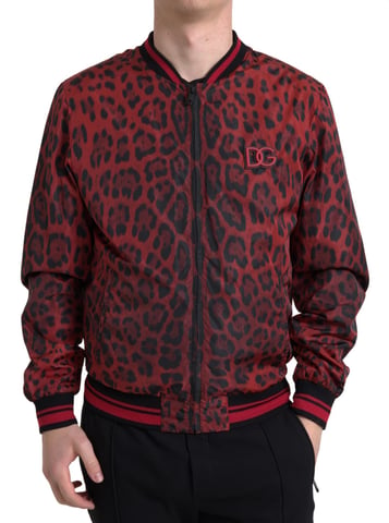 Rödsvart Leoprint Bomberjacka