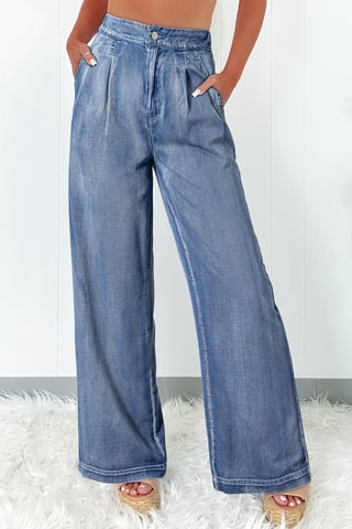 Brede Pijpen Plissé Jeans