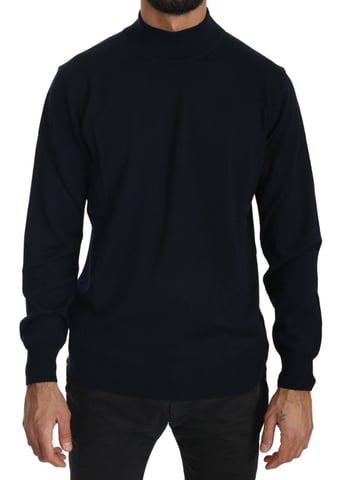 Mock Neck Sweater Solid Navy