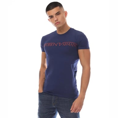 Emporio Armani T-shirt med rund hals för män (Blå)