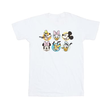 Disney Mens Mickey Mouse And Friends Faces T-Shirt (White)