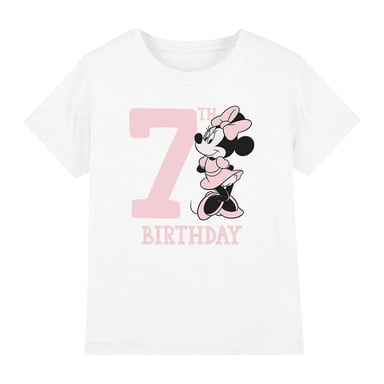 Disney Childrens/Kids Minnie Mouse 7th Birthday T-Shirt (White)