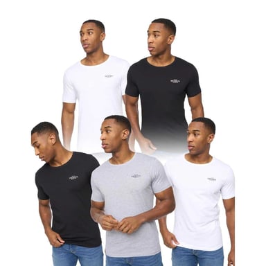 Crosshatch Mens Basicstandard T-Shirt (Pack of 5) (Black/Grey/White)