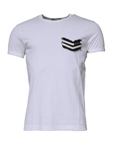 Kortärmad T-shirt med rund hals och patchdetaljer