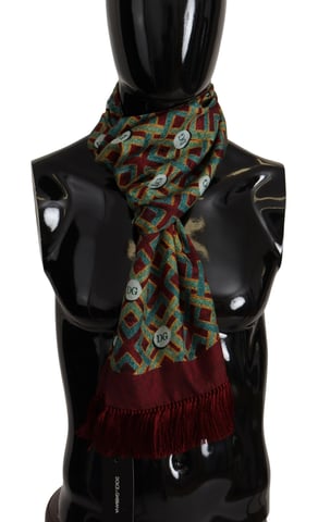 Geometric Silk Scarf Burgundy Teal