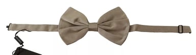 Beige Silk Bow Tie