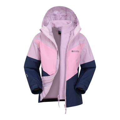 Mountain Warehouse Childrens/Kids Lightning II 3 in 1 Waterproof Jacket (Dark Blue/Pink)