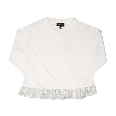 Emporio Armani Sweatshirt med enfärgat mönster för barn/ungdomar (Vit)