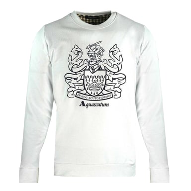 Aquascutum Mens Crest Crew Neck Sweatshirt (White)