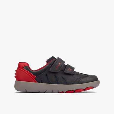 Rex Play K Navy/Red Lea Shoes