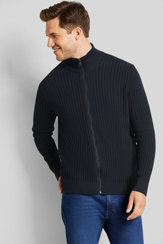 Bugatti Herren Strickjacke mit einem Materialmix