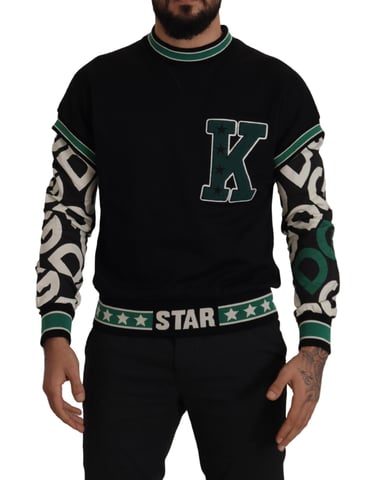 Black Cotton Sweatshirt Crew Neck Knitwear