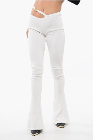 Flared-Fit Leggings With Cut-Out in Beige