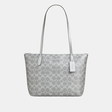 Fiona Zip Tote in Metallic Signature Canvas