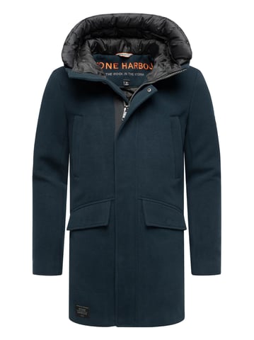 Stone Harbour heren wintermantel Fenroos in wol-look met afneembare capuchonrand