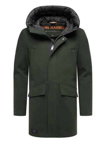 Stone Harbour heren wintermantel Fenroos in wol-look met afneembare capuchonrand