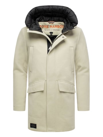 Stone Harbour heren wintermantel Fenroos in wol-look met afneembare capuchonrand