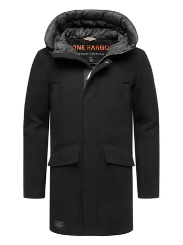 Stone Harbour heren wintermantel Fenroos in wol-look met afneembare capuchonrand