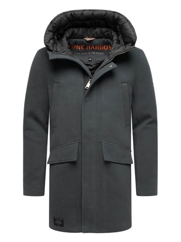 Stone Harbour heren wintermantel Fenroos in wol-look met afneembare capuchonrand