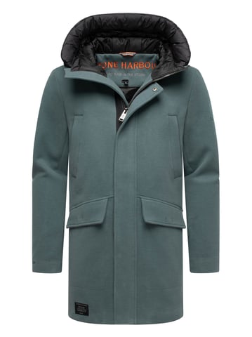 Stone Harbour heren wintermantel Fenroos in wol-look met afneembare capuchonrand