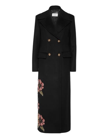 Double-Breasted Embroidered Long Coat Fairy