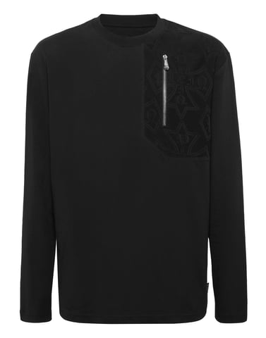 Long Sleeve T-Shirt With Jacquard Crest Insert