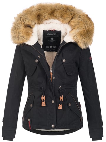 Navahoo Women’s Winter Jacket Pearl – Short Parka with Teddy Fleece & Detachable Faux Fur Collar