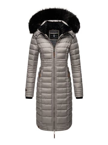 Navahoo Women’s Winter Coat Umay – Long Quilted Jacket with Detachable Hood & Faux Fur