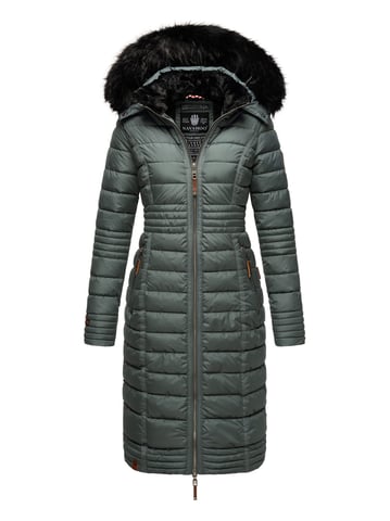 Navahoo Women’s Winter Coat Umay – Long Quilted Jacket with Detachable Hood & Faux Fur