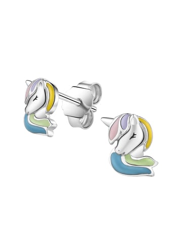 Zeeme for Kids Stud earrings Silber 925 rhodiniert mit buntem Einhorn-Motiv