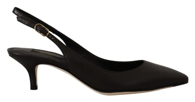 Leather Slingback Pumps Black Heels