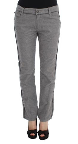 Grey Straight Leg Pants Side Stripe Detail