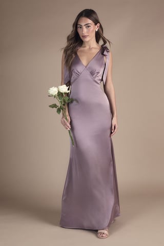 Coast Honoured Satin Back Crepe V Neck Tie Shoulder Maxi Bridesmaid Dress