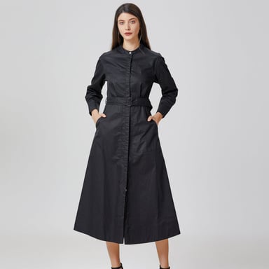 High collar cotton shirt-dress