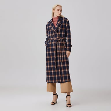 Double breasted checks coat