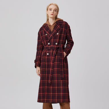 Double breasted checks coat