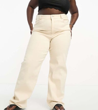 Dr Denim Plus Moxy straight sky high jeans in beige