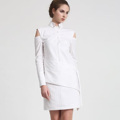 Removable Sleeves Structured Shirt Dress