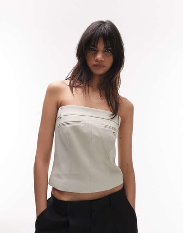 Topshop co-ord trouser detail corset top in stone