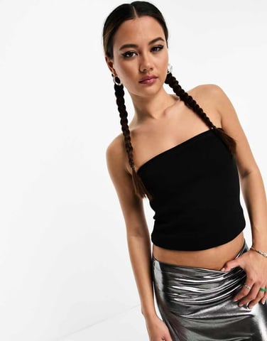 Weekday Tania rib tube top in black
