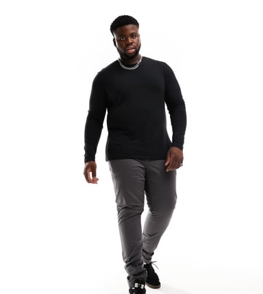 Calvin Klein Big & Tall satin stretch slim chino in grey