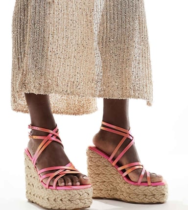 Simmi London Wide Fit Akela strappy espadrille in orange ombre