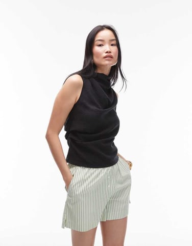 Topshop high neck sleeveless top in black